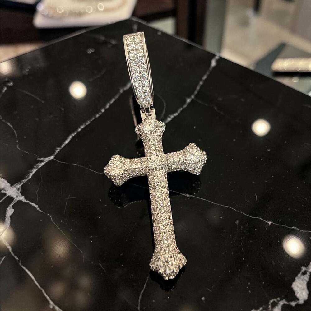 GRA Certified Moissanite Cross Pendant Necklace